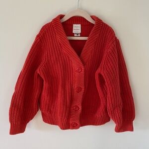 Red Hanna Andersson Cardigan In Combed Cotton